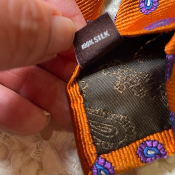 Robert Talbott orange with purple and blue paisley print Tie - Picture 3 of 4
